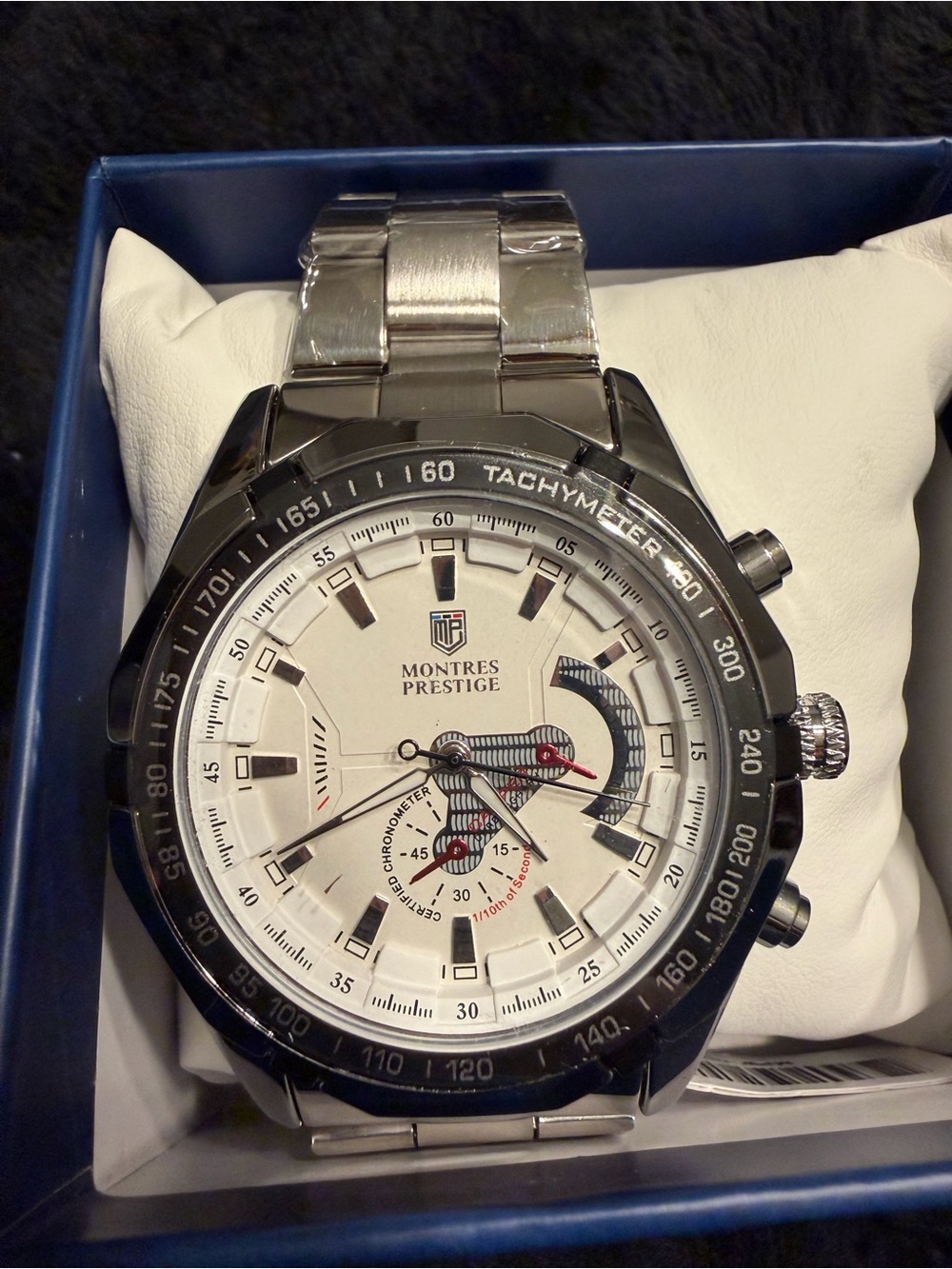 Men's Silver and White Chronograph Watch - Picture 1 of 4